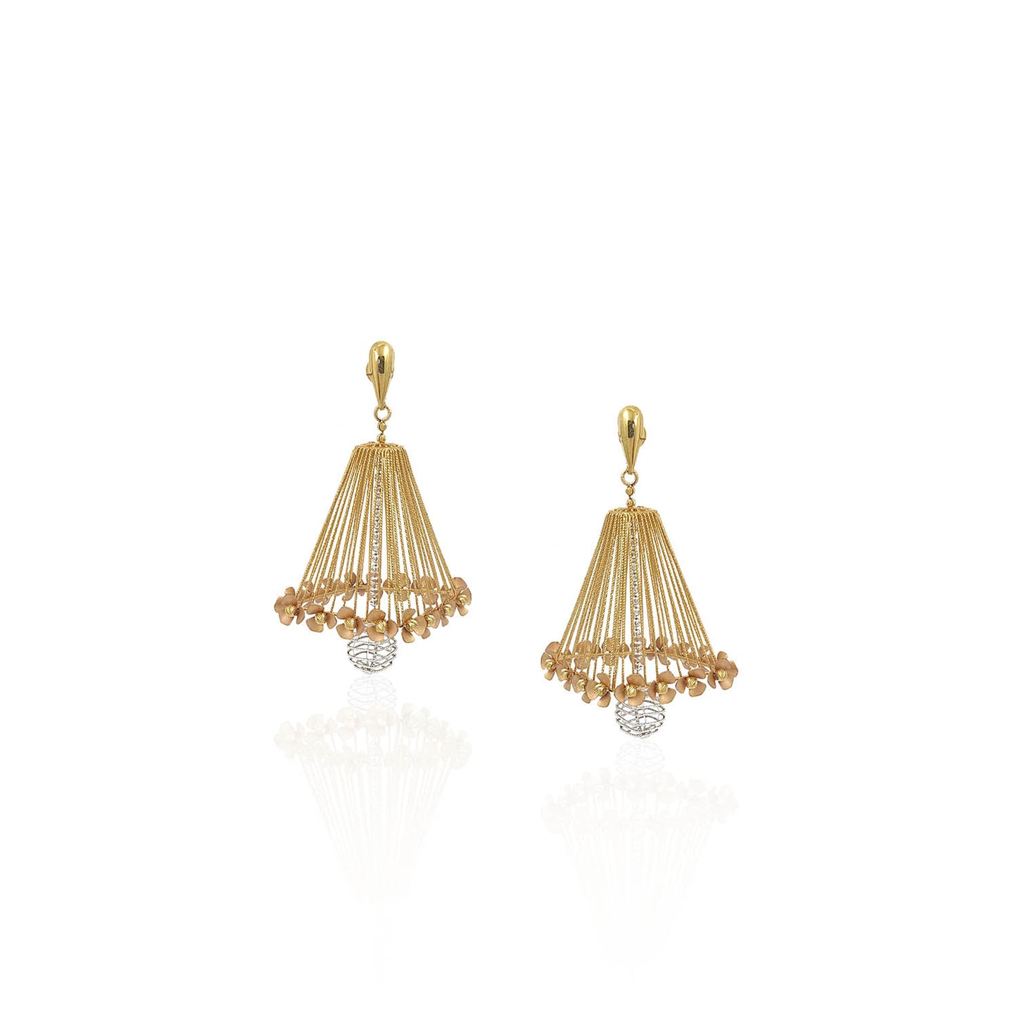 Aadhaya Floral Fancy Drop Gold Earring