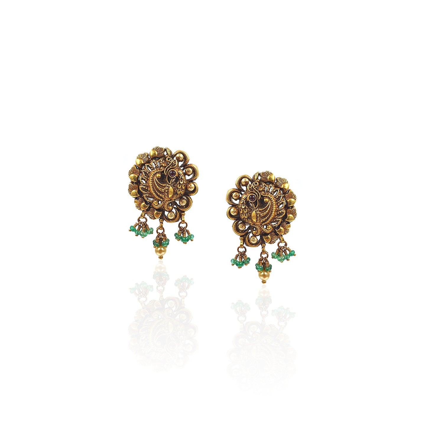 Mallika Antique Gold Stud Earring