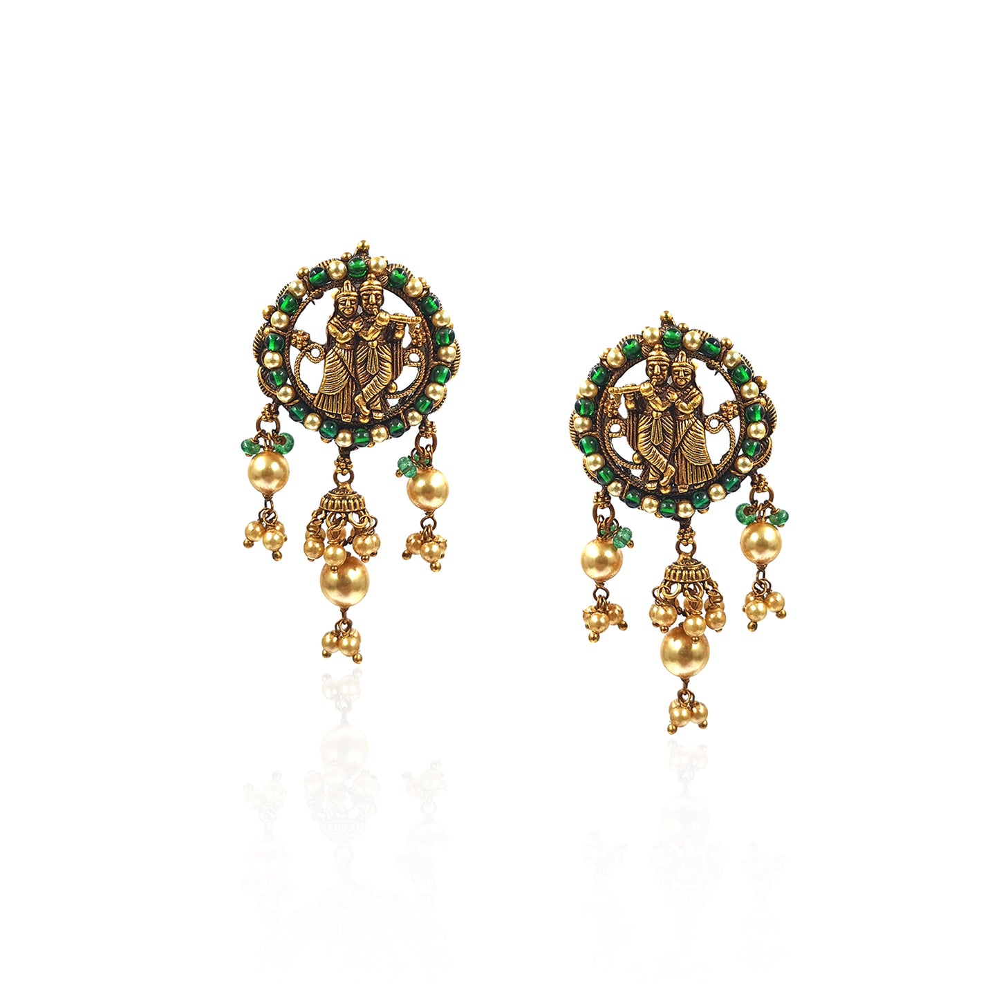 Goddess Radha Krishn Gold Earring