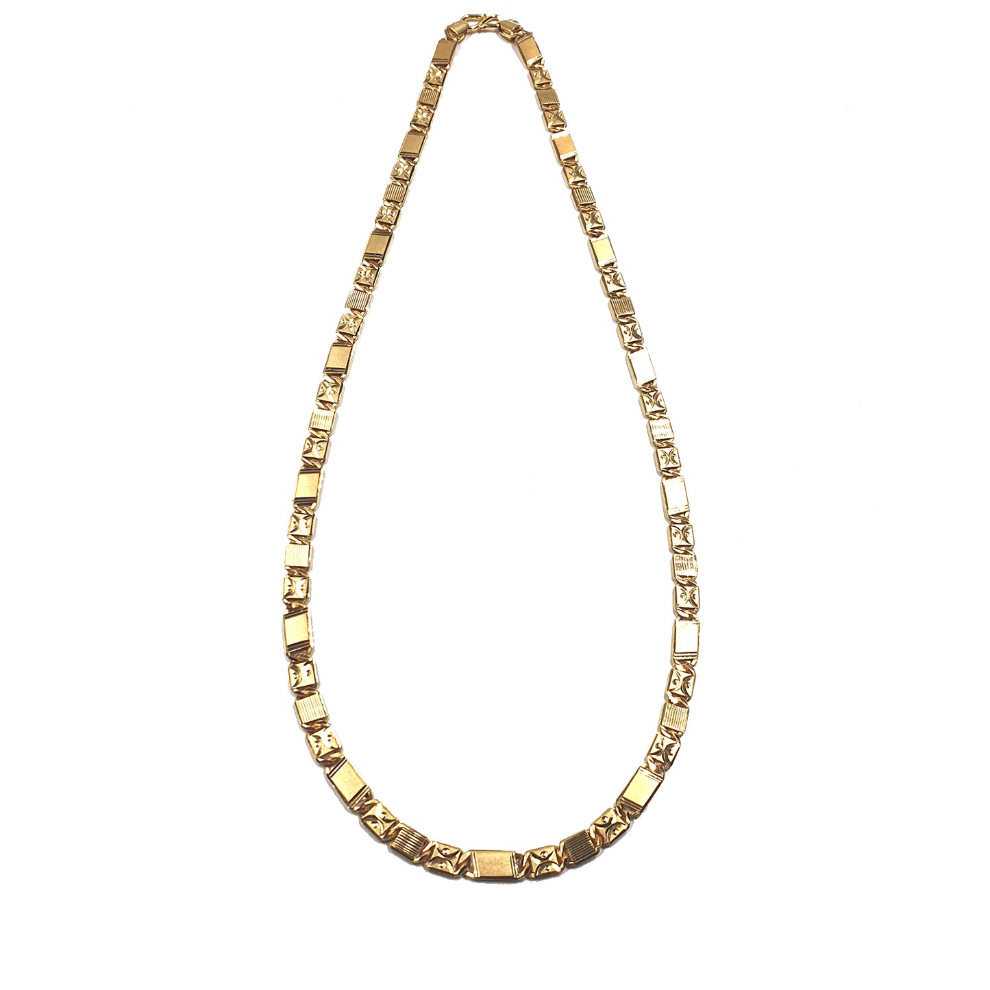 Gentlemen's Draft Men’s 22K Yellow Gold Chain – Engraved Box Link Design