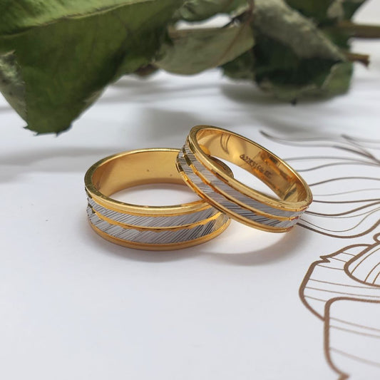 Dual Tone Textured Wedding Bands