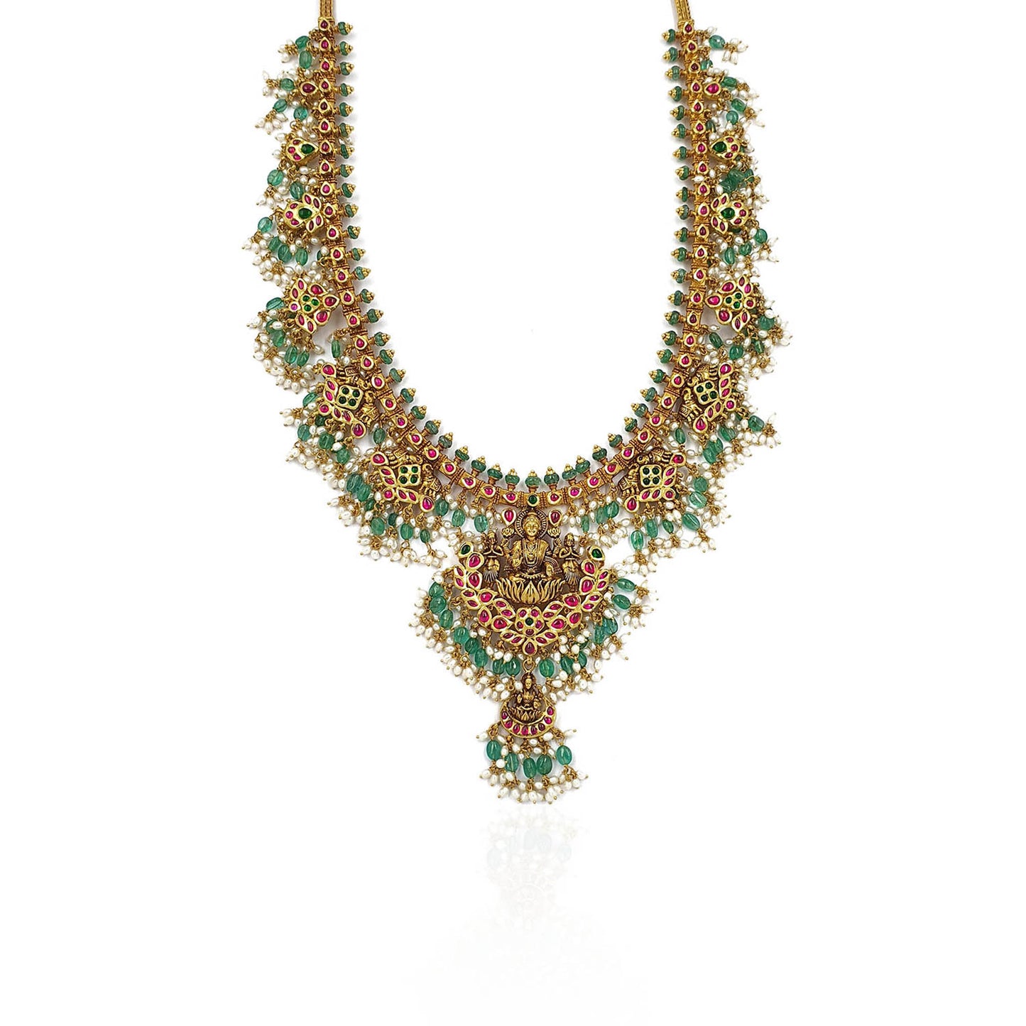 Kolkata Special Maa Narayani Antique Gold Necklace Set