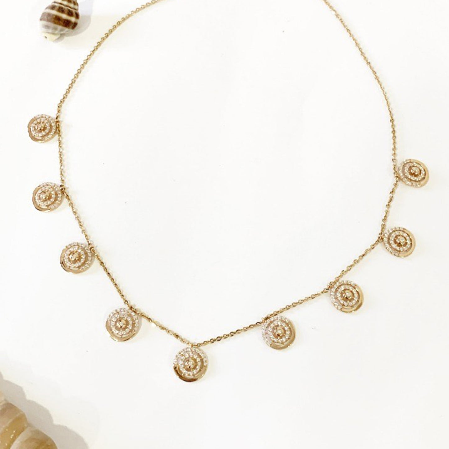 Aceline Italian Gold Necklace In Rounded Drooped Style