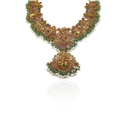 Nagercoil Special Goddesses Antique Gold Necklace Set