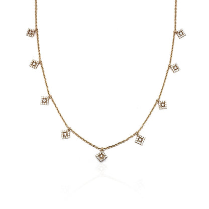 Aceline Italian Gold Necklace In Rhombus Drooped Style