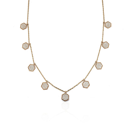 Abella Italian Gold Necklace In Hexagon Drooped Style