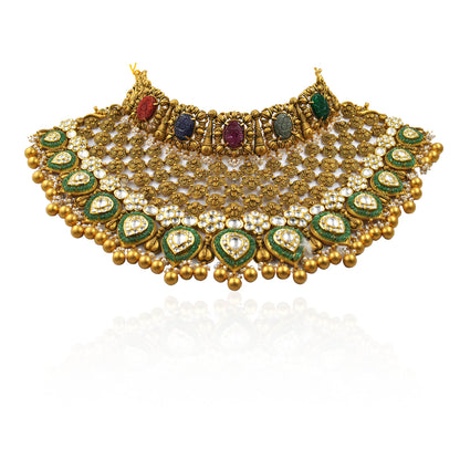 Raj Mahishi Antique Gold Royal Necklace