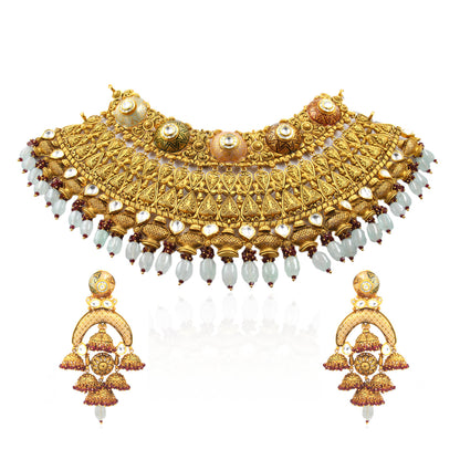 Parmeshwari Antique Gold Choker Necklace