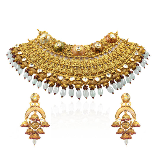 Parmeshwari Antique Gold Choker Necklace