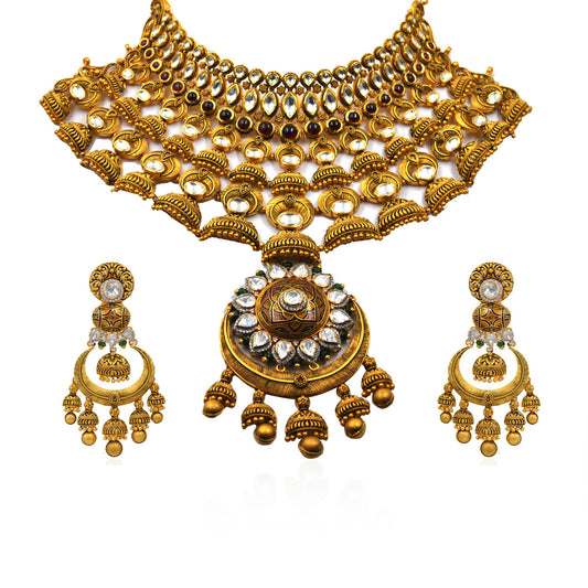 Brahamcharani Antique Gold Choker Necklace