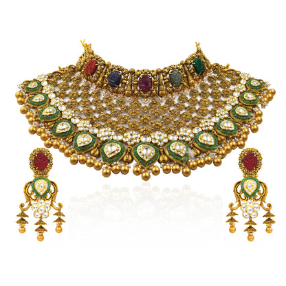 Raj Mahishi Antique Gold Royal Necklace