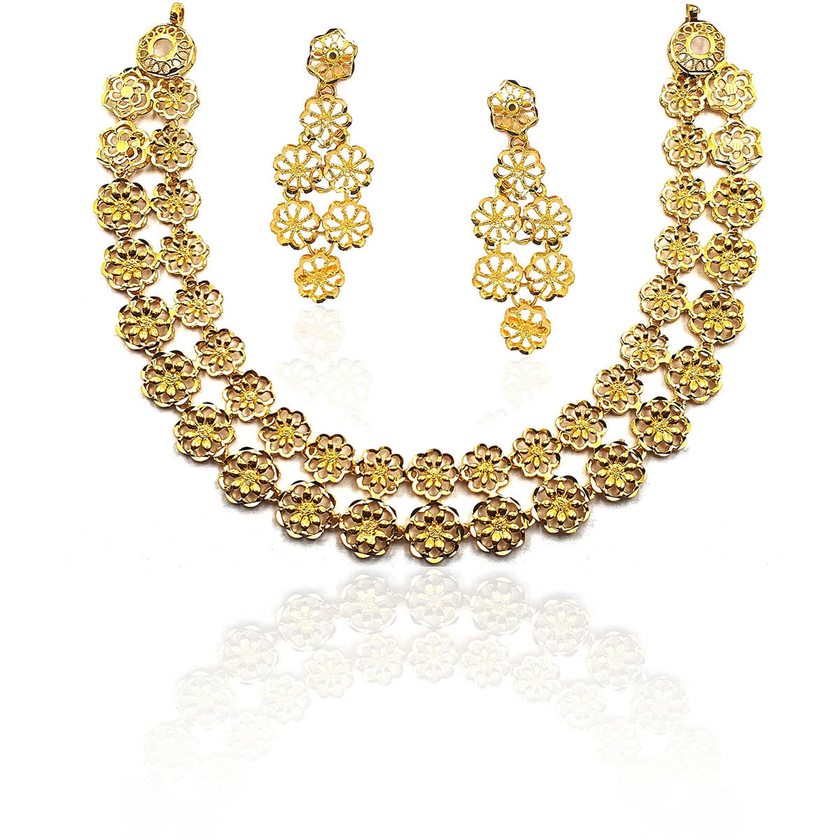 Abhaya Roundish Floral Gold Necklace