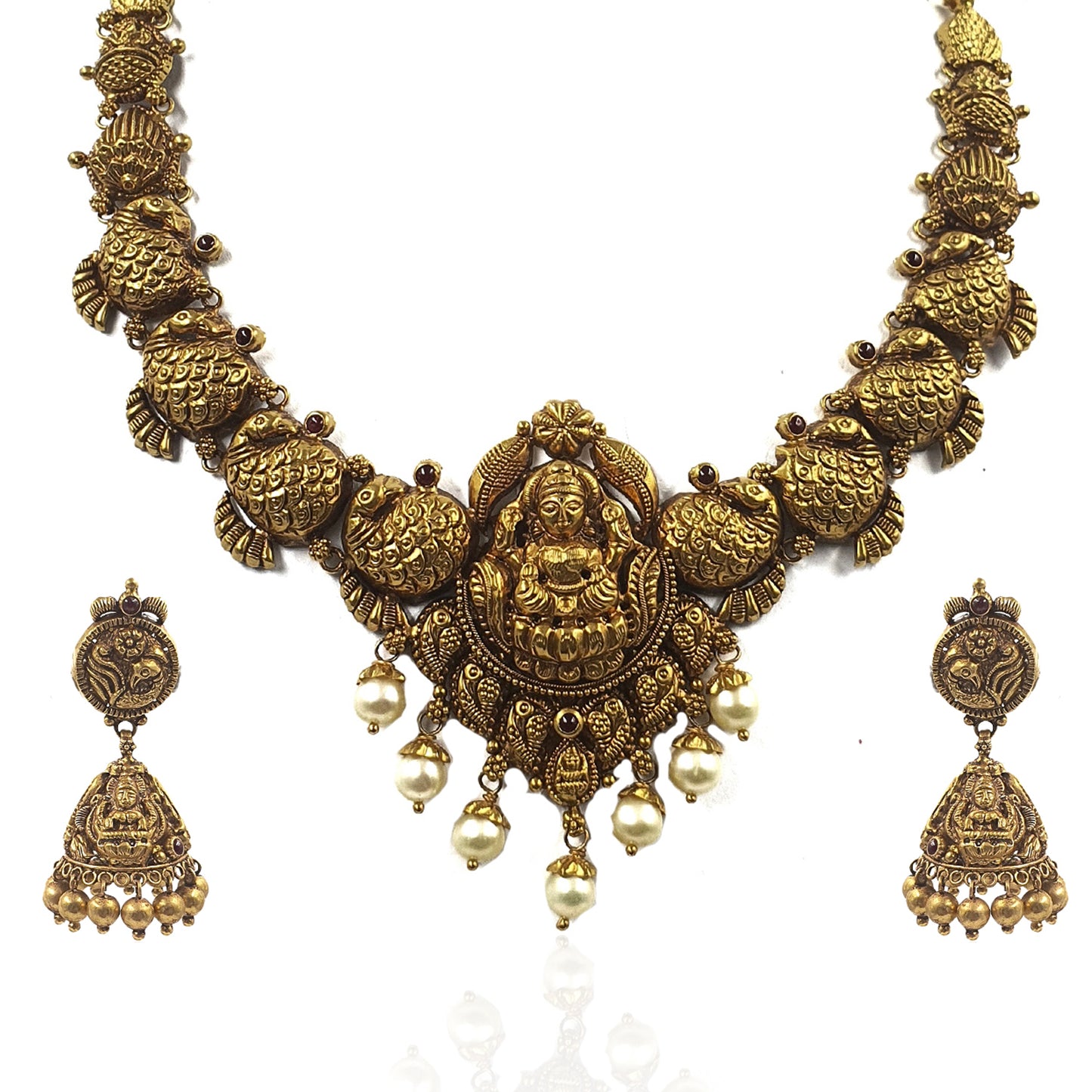 Goddess Narayani Antique Gold Necklace Set