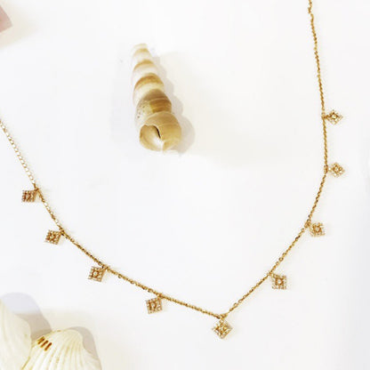 Abella Italian Gold Necklace In Hexagon Drooped Style