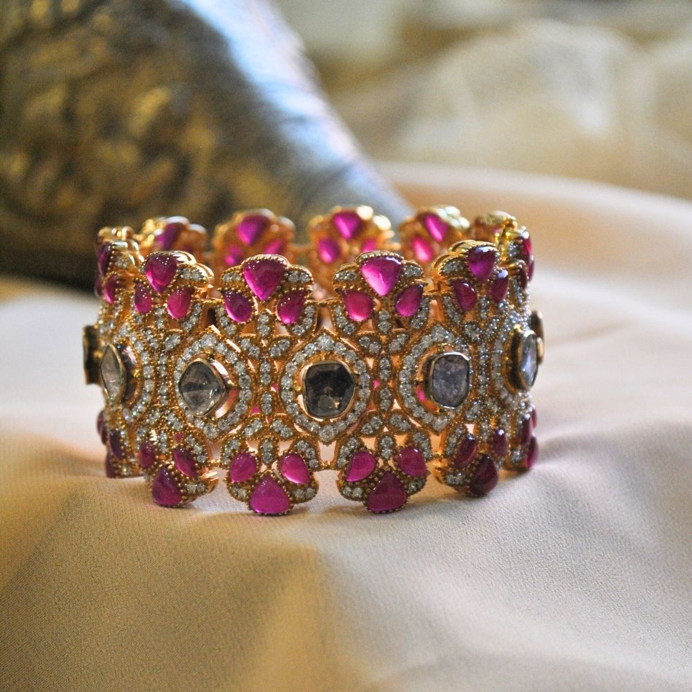 Grand Bridal Floral Polki Bracelet