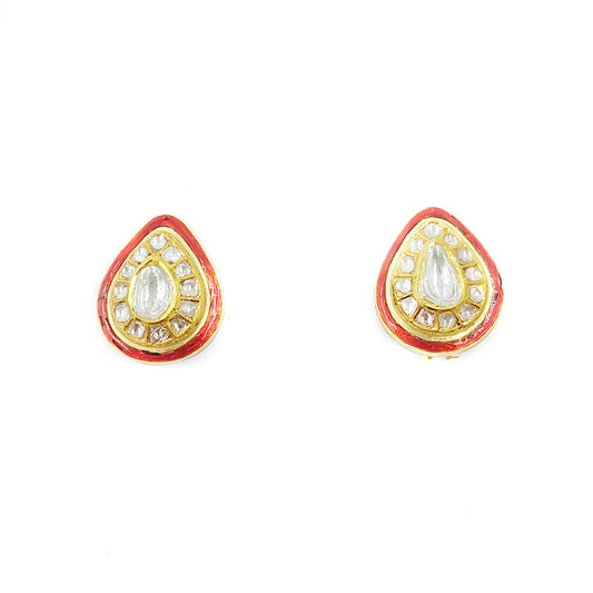 Drop Shape Polki Stud Earring