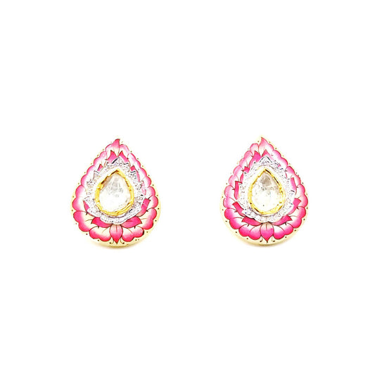 Lotus Inspired Polki Stud Earring