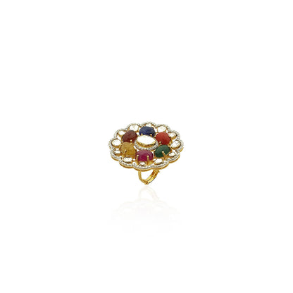 Navratna Special Sparkling Polki Cocktail Ring