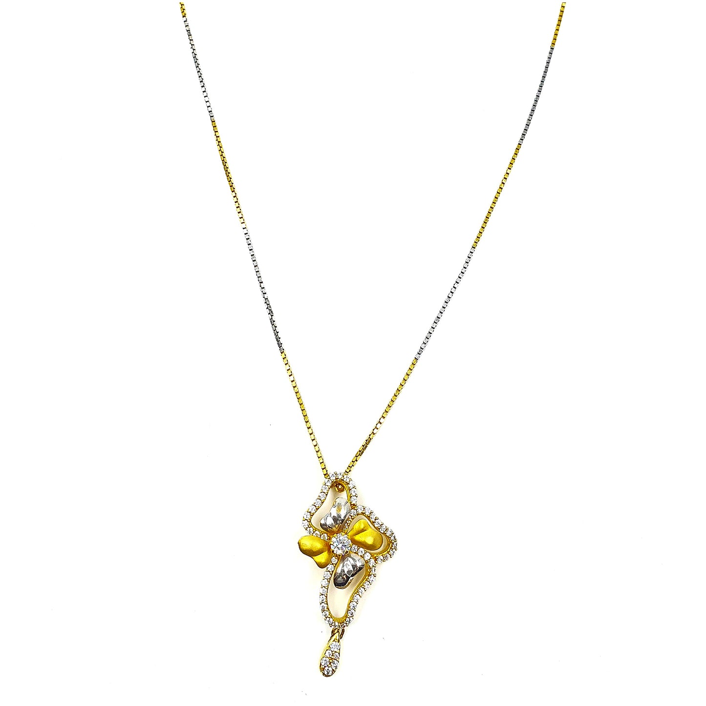 Glamorous Mesh Floral Gold Pendant Set