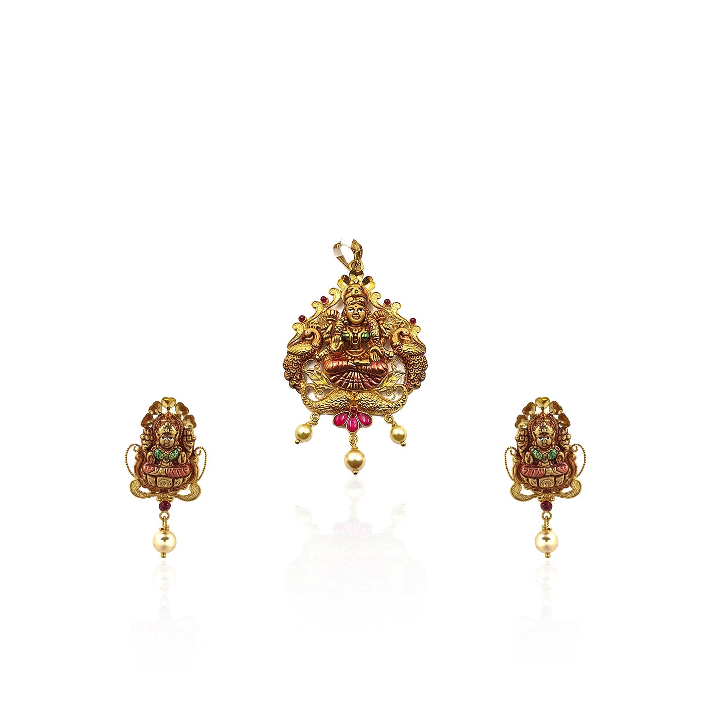 Goddess Aadi Lakshmi Gold Pendant Set