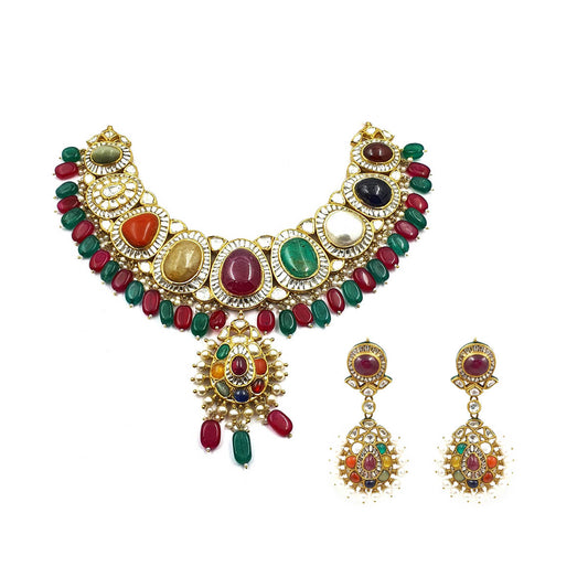 Traditional Navratna Polki Necklace