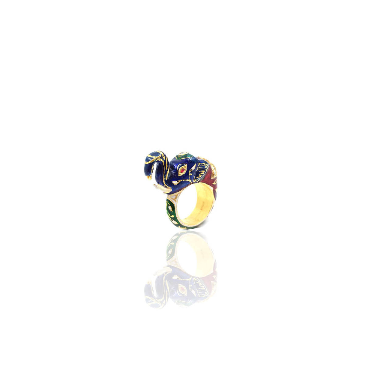 Bennett Enamel Coated Antique Elephant Gold Ring