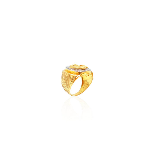 Bayard Mens Om Gold Ring With Stone