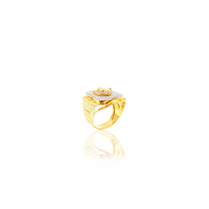 Aberto Mens God Figure Gold Ring With Stone