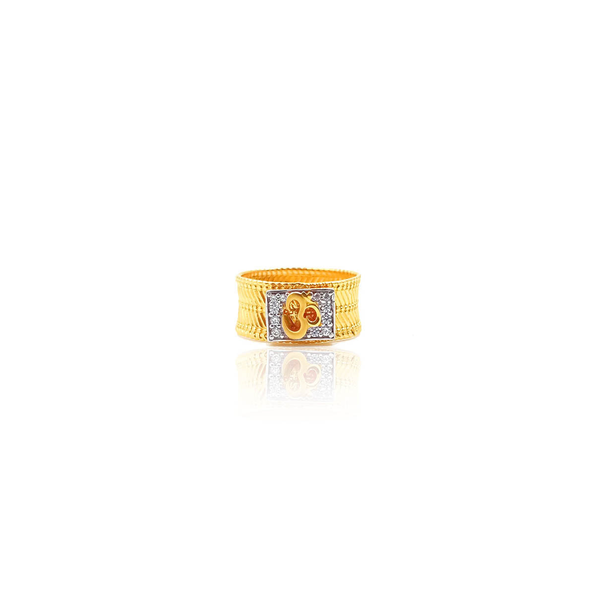 Om Mantra Figure Gold Band Ring