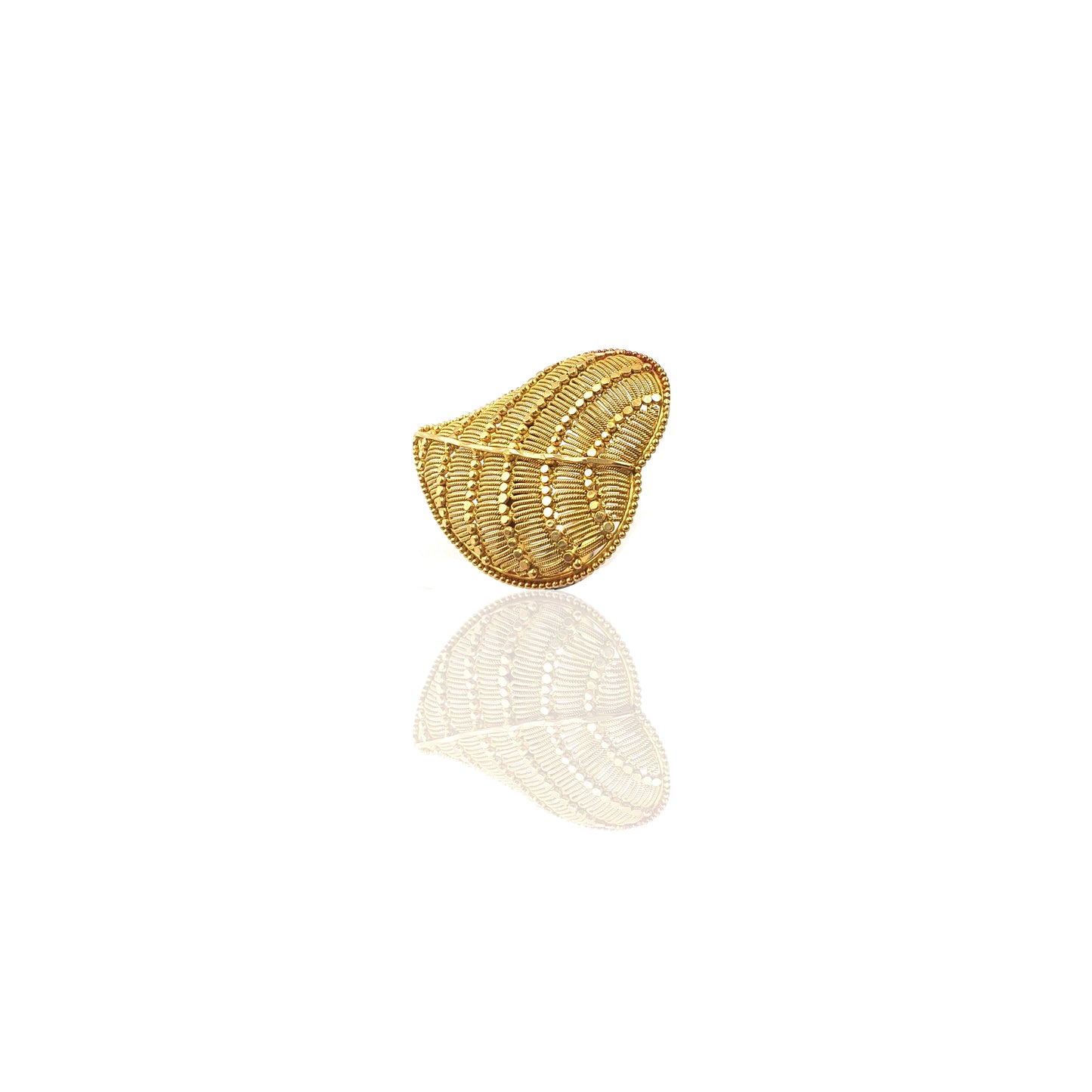 Fancy Pan Shaped Gold Ring