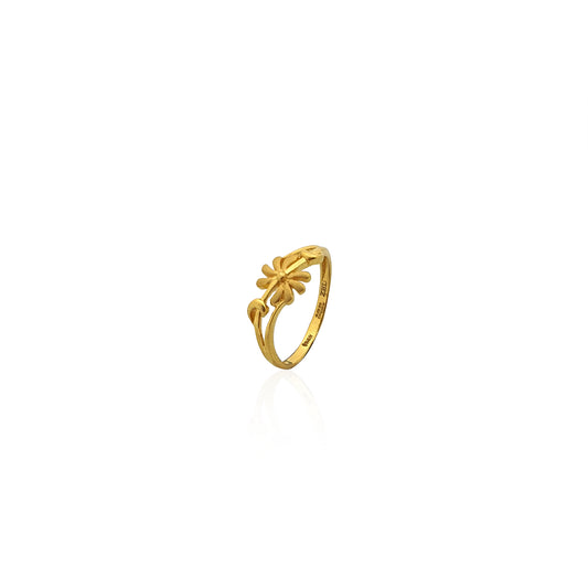 Combined Floral & Heart Shape Gold Ring