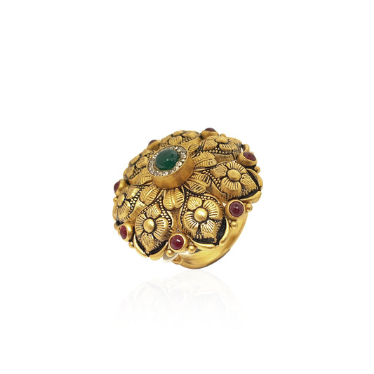 Adarshini Antique Cocktail Gold Ring