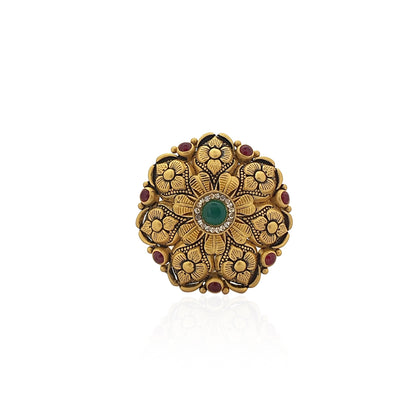 Adarshini Antique Cocktail Gold Ring