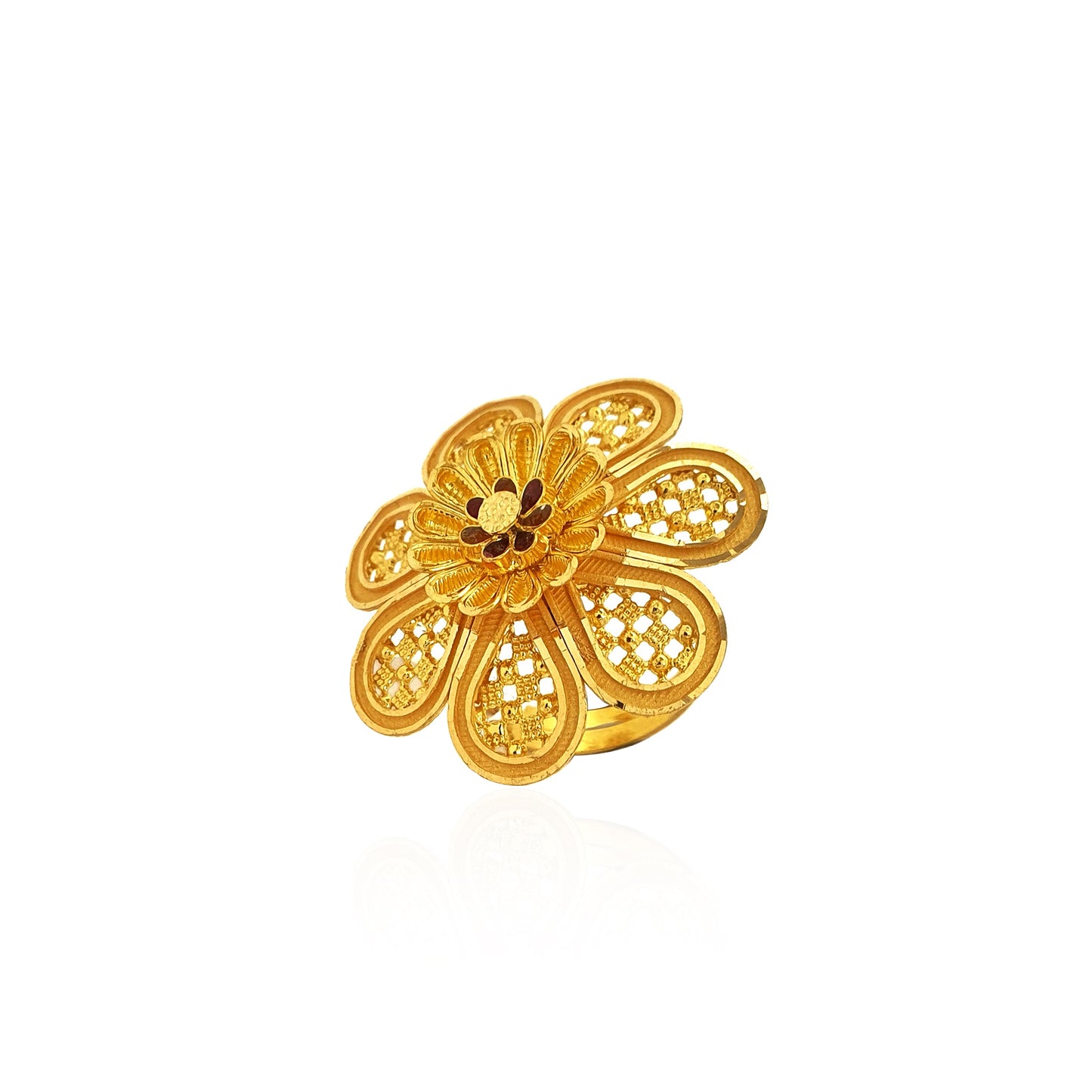 Abirami Carved Cocktail Gold Ring