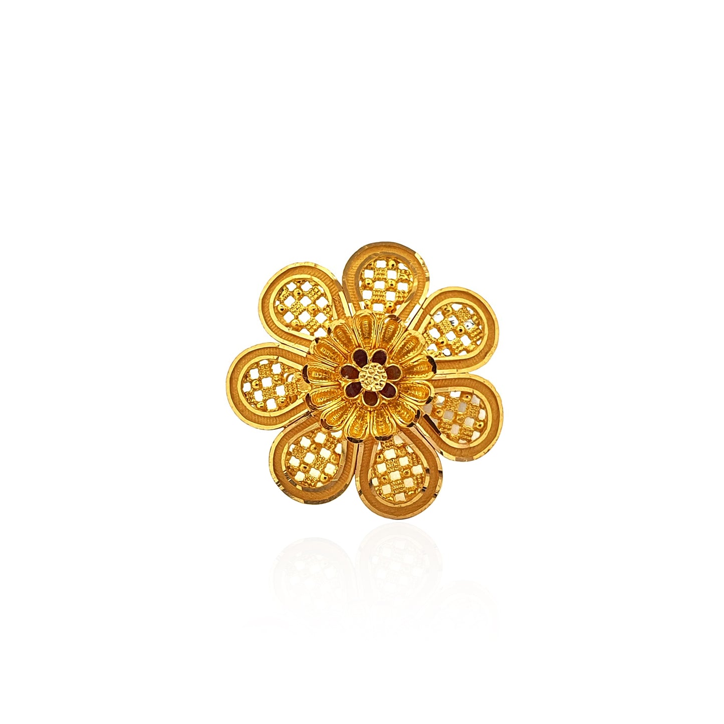 Abirami Carved Cocktail Gold Ring