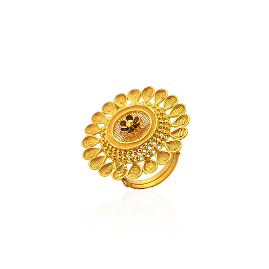 Aamani Floral Cocktail Gold Ring