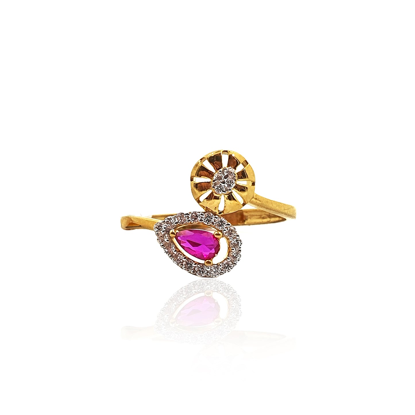 Rosy Drop and Swril Gemstone Ring