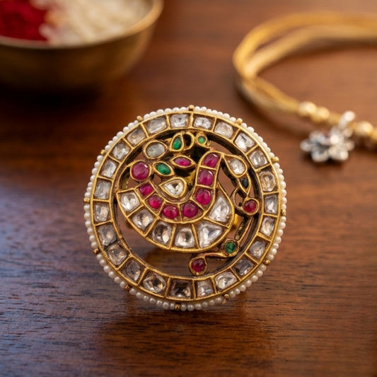 Vellore Special Artistic Cocktail Polki Ring