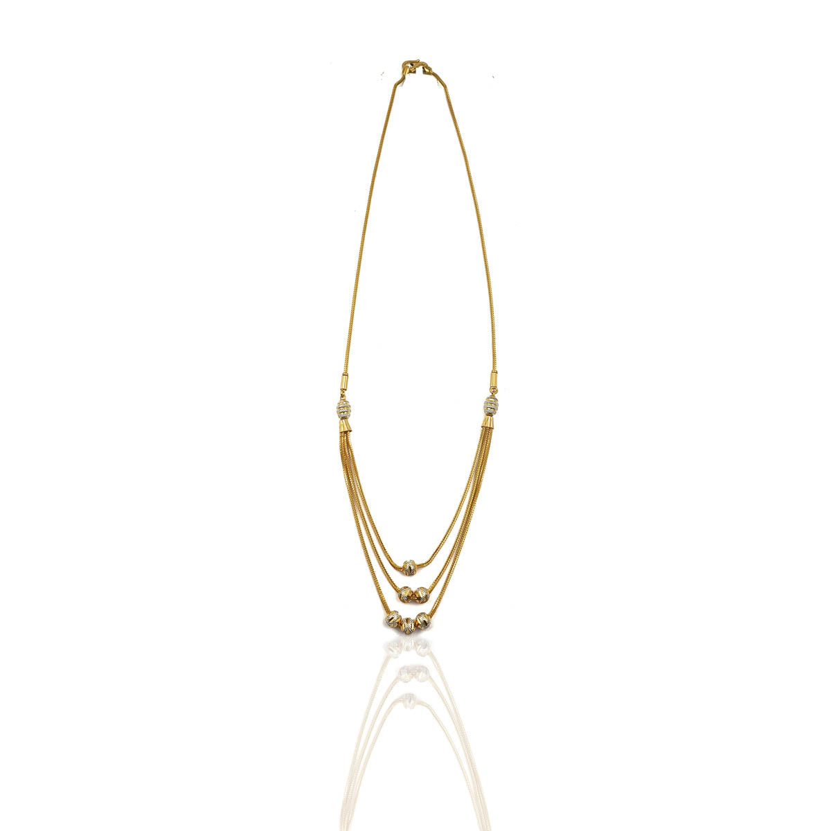 Aceline Three Layered Beaded Stylish Gold Chain