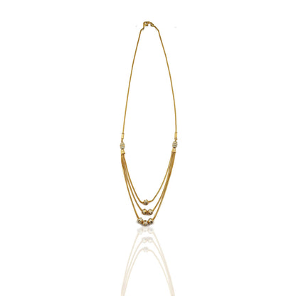 Aceline Three Layered Beaded Stylish Gold Chain