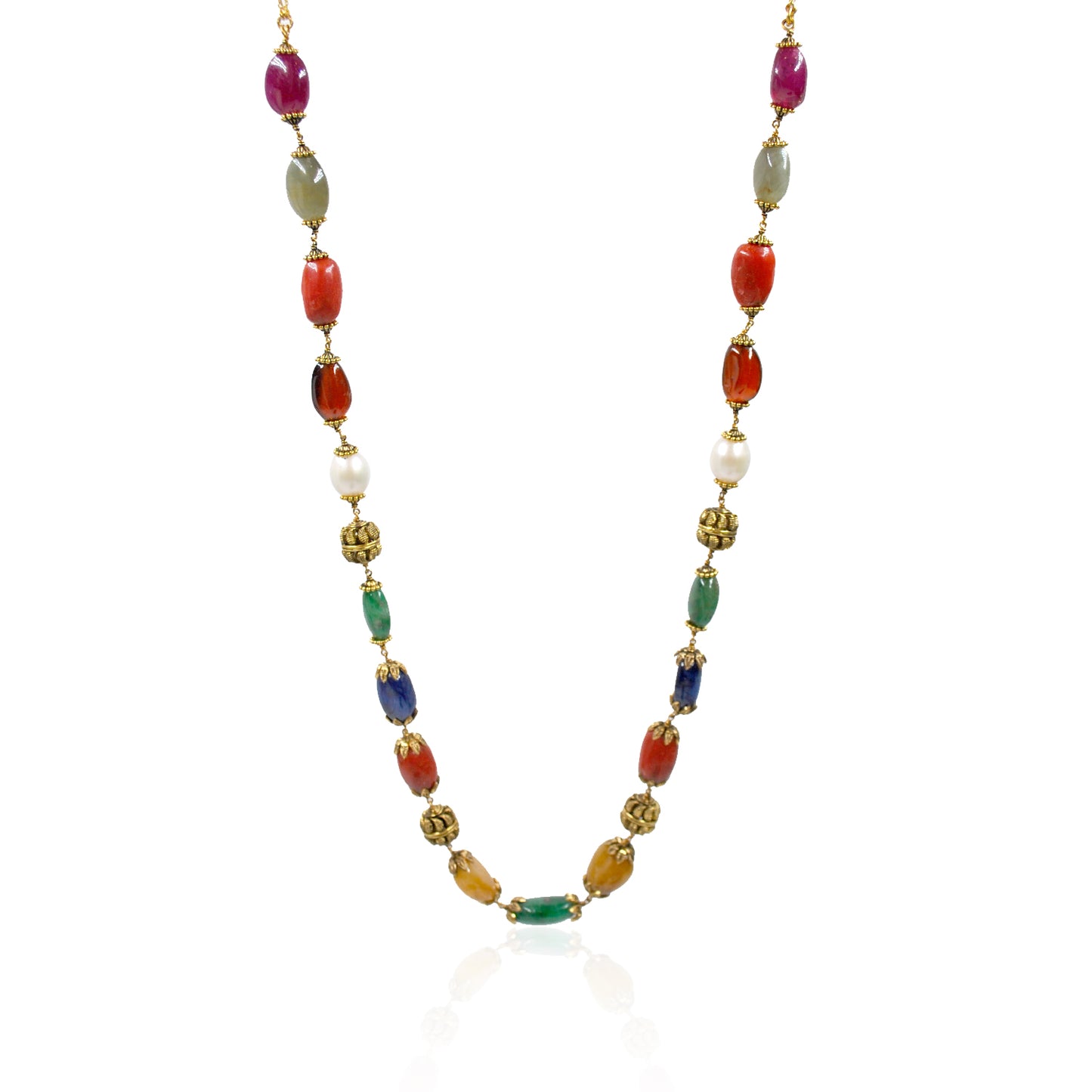 Antique Colorful Beads Gold Chain