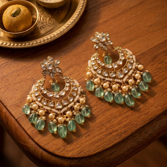 The Mint Emerald Crescent Chandbali