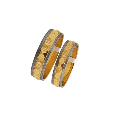 Geometric Dual-Tone Couple Band Ring