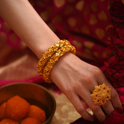 Chittarupa Expensive Blossom Gold Bangles