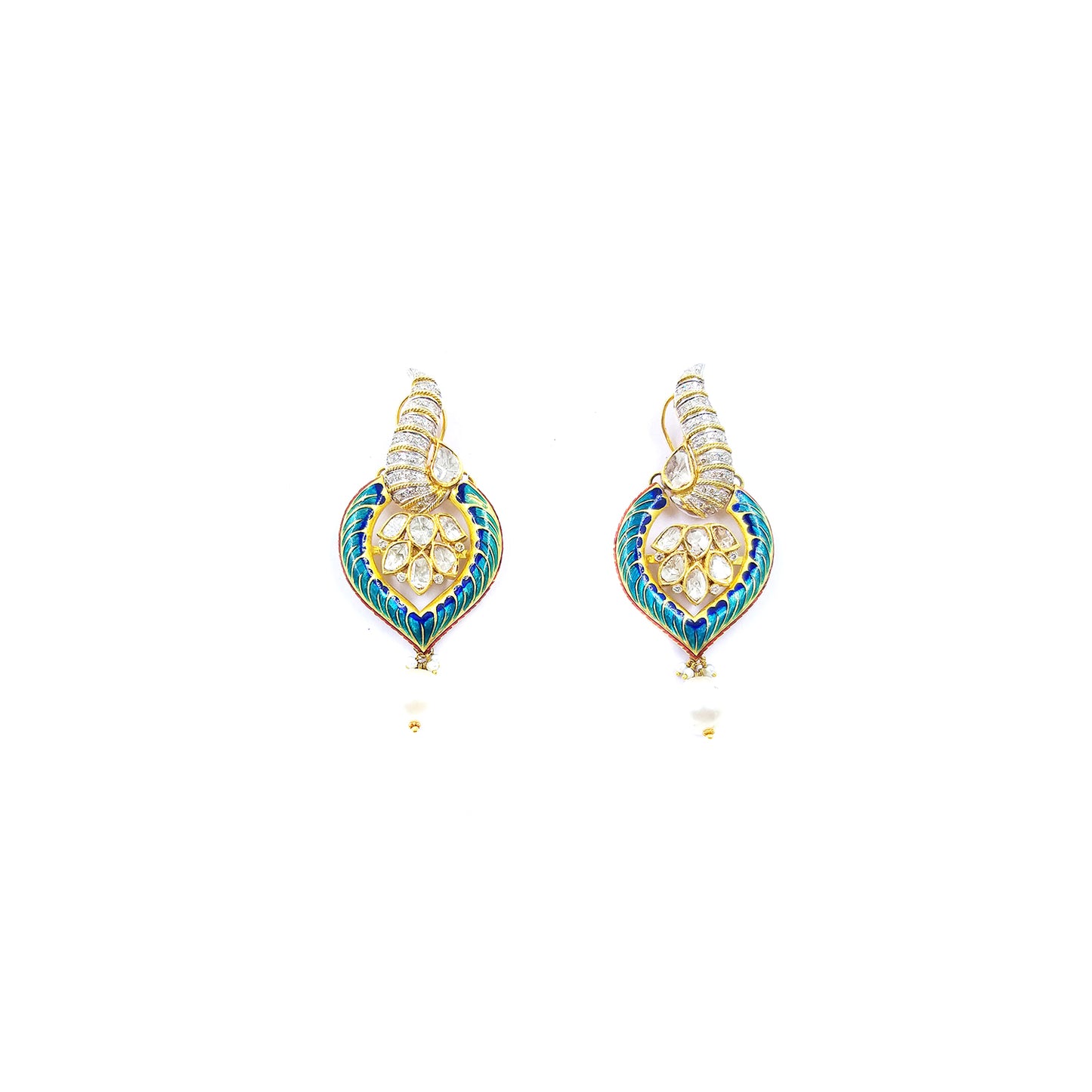 South Style Enamel Coated Polki Earring