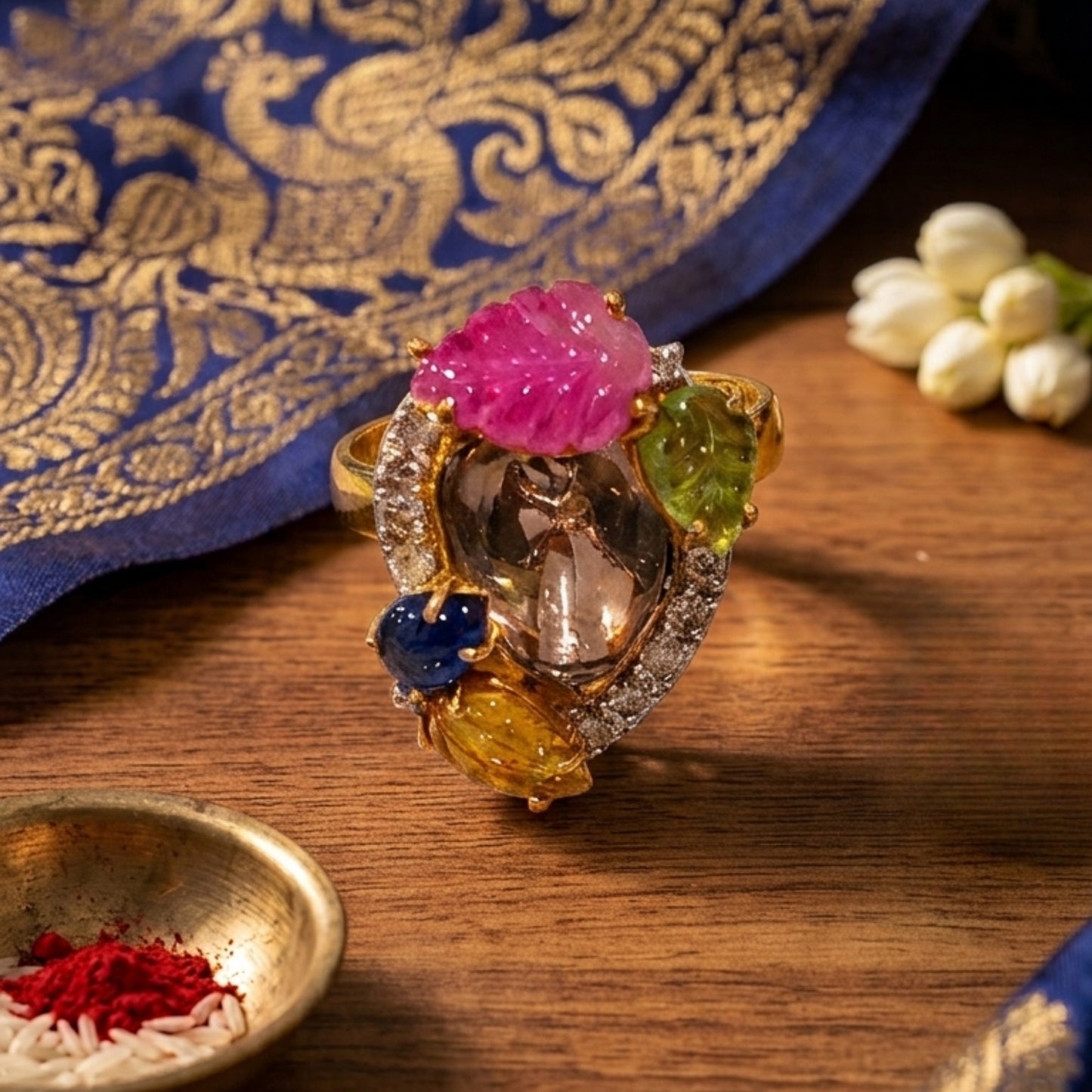 Royal Navratan Bloom Ring