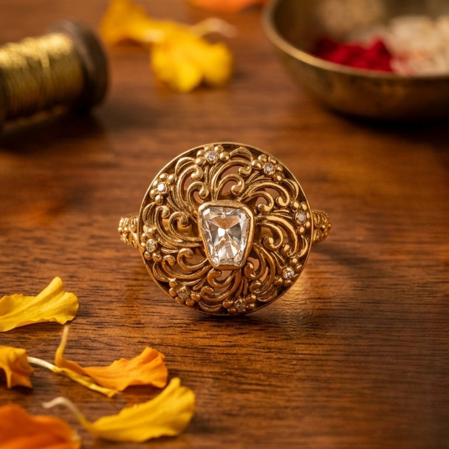 Royal Swirl Solitaire Ring
