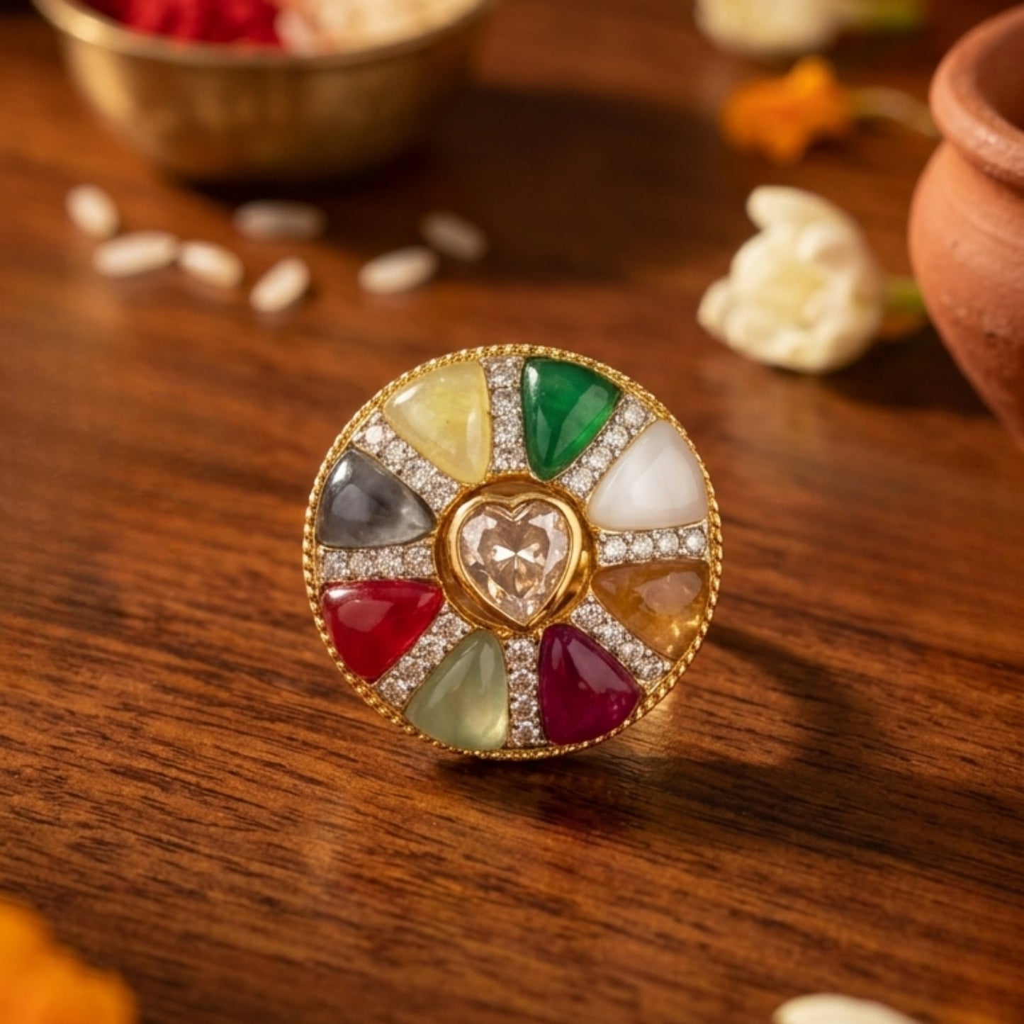 Navratna Heart Radiance Ring