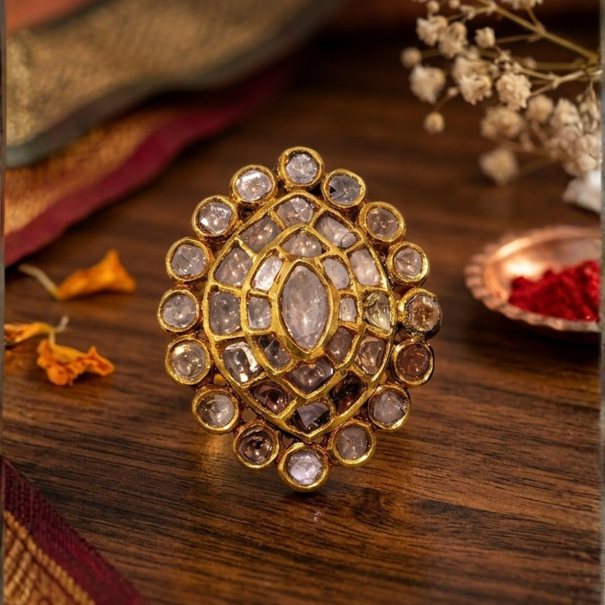 Noor-E-Mehar Kundan Ring