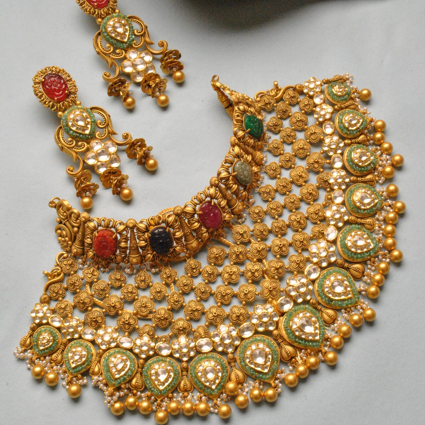 Raj Mahishi Antique Gold Royal Necklace